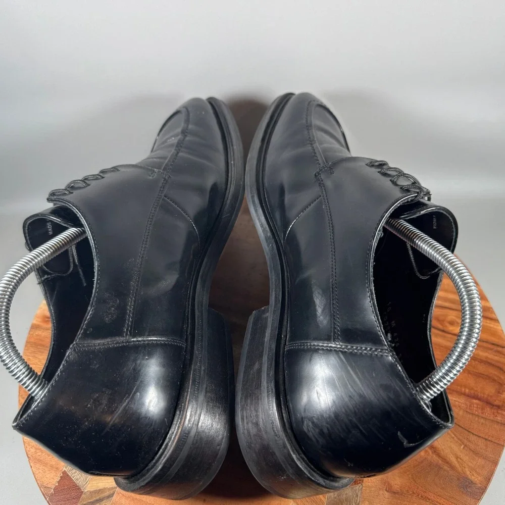 Cole Haan Mens Black Waterproof Leather Apron Toe Derby Shoes C02898 Size 10